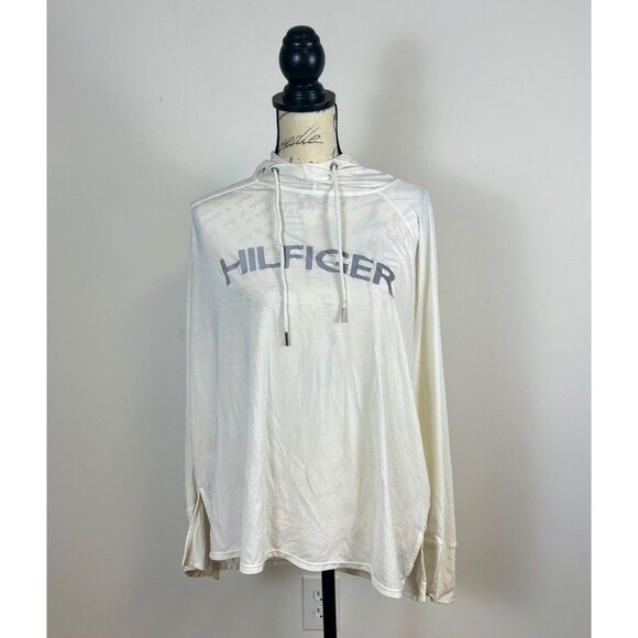 Tommy Hilfiger Tops - Tommy Hilfiger Sport Hoodie Womens XL White Lightweight Long Sleeve Pullover
